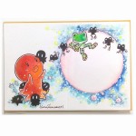 〔砂滑 花〕 手描きカード「たこ君かえる君」